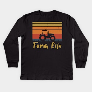 Farm Life Farming Tractor Farmer Gift Kids Long Sleeve T-Shirt